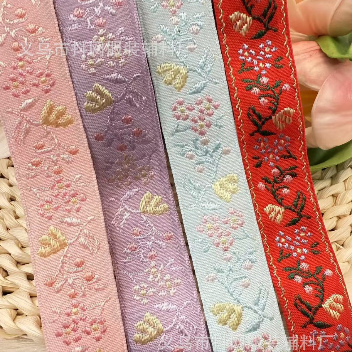 2.5cm Ethnic-style webbing, embroidery, DIY bow, hair accessory, headwear, clothing, border strap, retro Chinese style details Picture