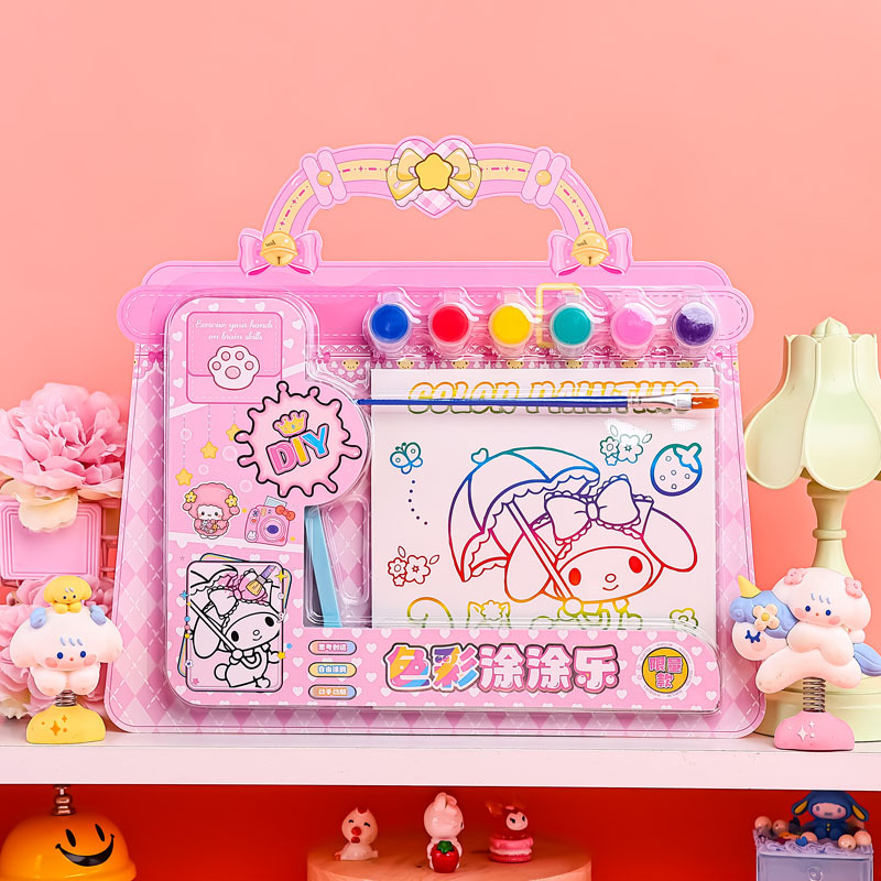 吸塑手提高端卡通油画儿童丙烯批发手工颜料彩色纸张数字治愈画板