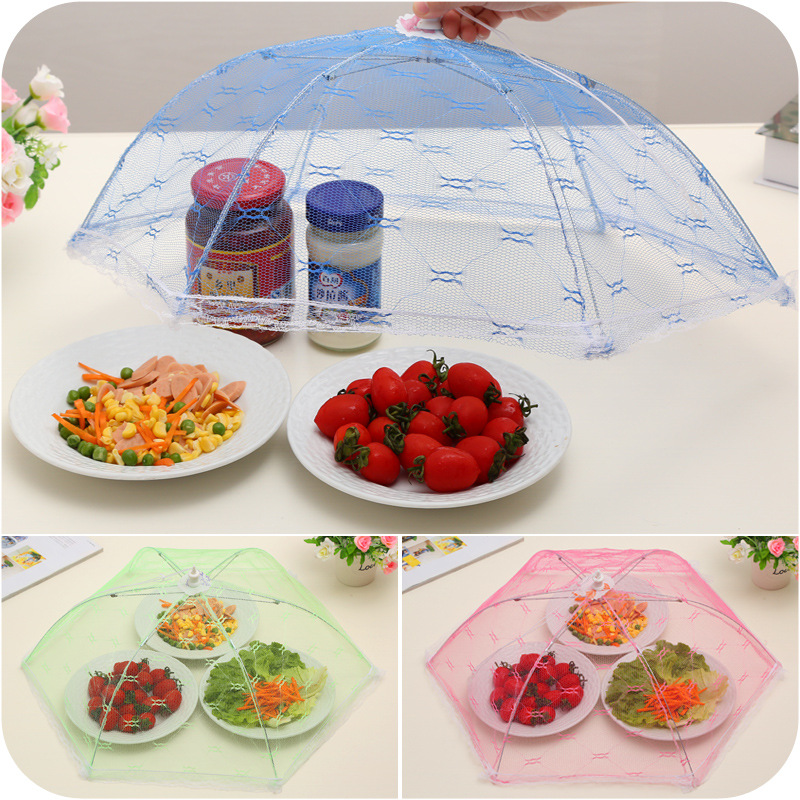 六角形网纱蕾丝饭菜罩可折叠菜罩大号餐桌罩防苍蝇蚊虫食物罩伞罩图