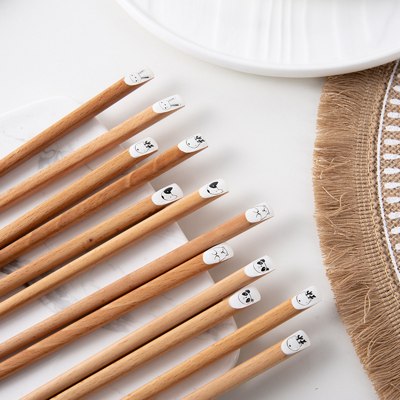 日式卡通实木筷子家用一人一筷家庭装高档区分分人分餐木筷子细节图