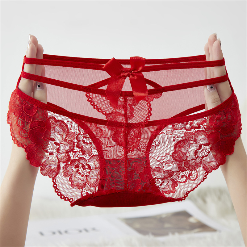New fashionable and sexy women's lace underwear with cutout, comfortable, soft, breathable, low-waisted and high-elastic underwear for women 17579 details Picture
