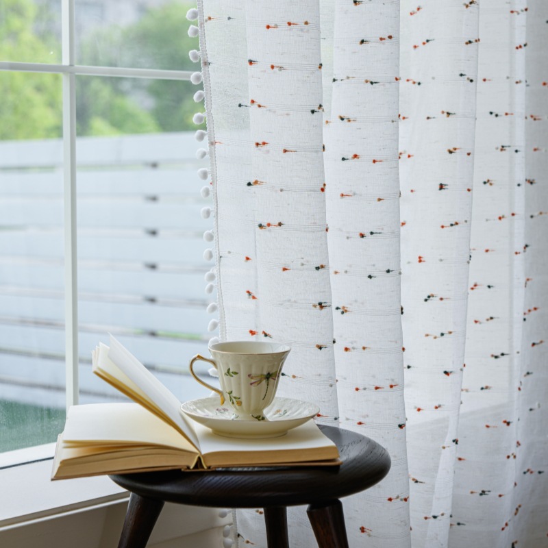 国潮柔纱帘跨境窗帘成品简约透气防尘遮光