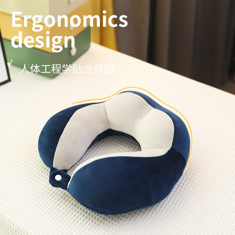 Printed logo neck pillow, hump color-blocked U-shaped pillow, cervical pillow, home, office, travel nap pillow, pp Specification image