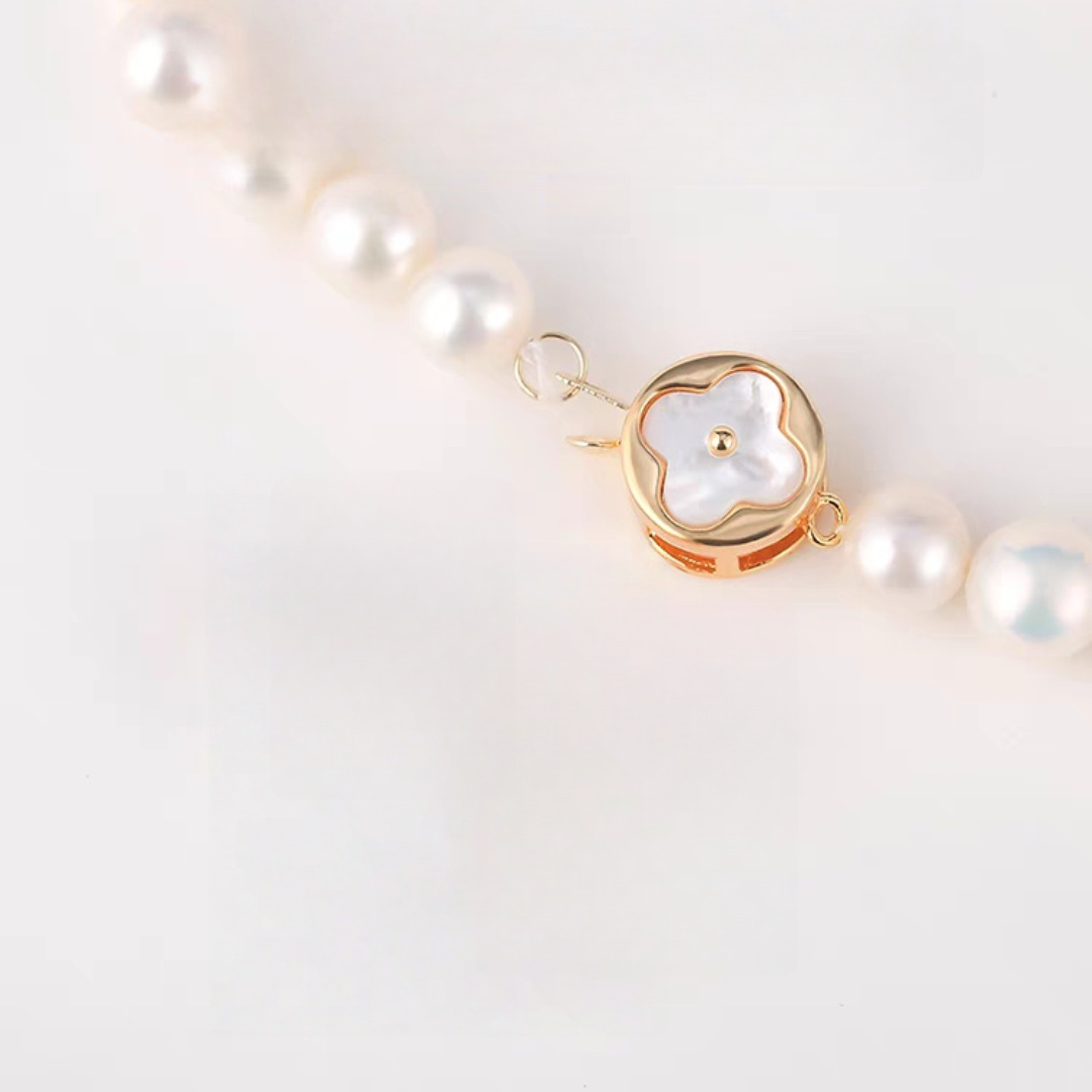 18k copper-plated gold-plated color-retaining diy full zirconium Chinese-style pin buckle, elegant and versatile, single-row pearl necklace end clasp Specification image