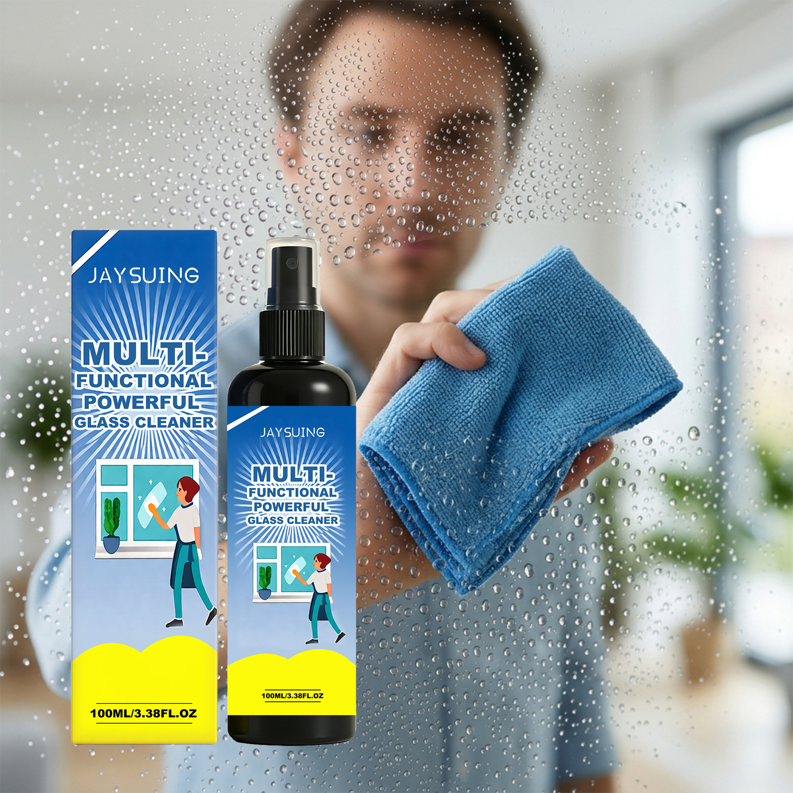 JAYSUING 多功能玻璃清洁剂 家用擦玻璃柜台镜子窗户浴室清洗剂