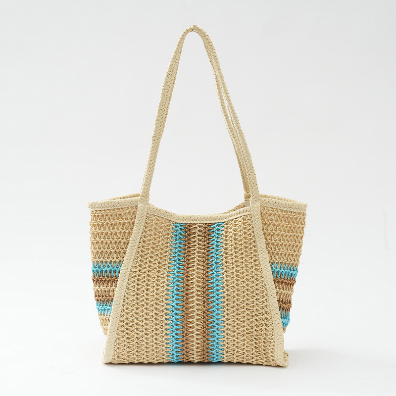 Beige straw weaving handbag, artistic hand-woven bag for women, casual straw weaving bag for women, artistic style of straw weaving Application Scenario