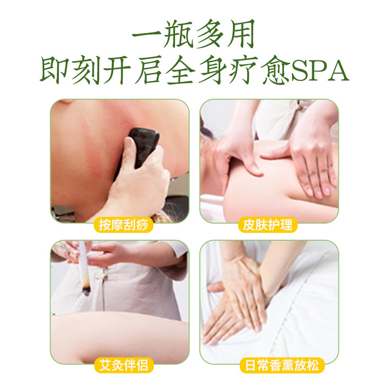 Mugwort and ginger essential oil beauty salon massage cupping heating rose lavender plant essential oil wholesale gua sha oil Application Scenario