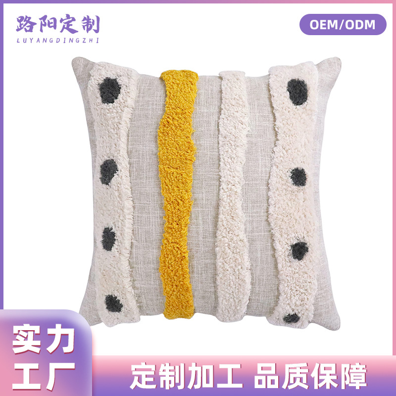 抱枕套印刷图案加logo毛巾绣贴布绣抱枕定制简约车载创意设计