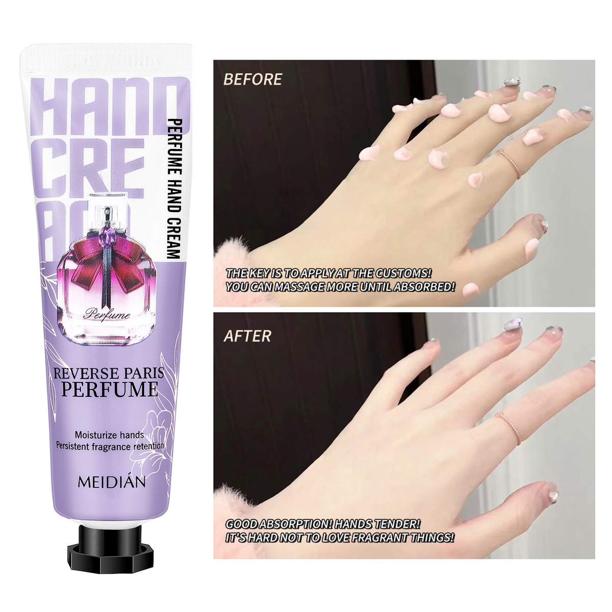 【 Exclusive for Foreign Trade 】 The Meidian Perfume Hand Cream Set is smooth, delicate, fresh and leaves a lingering fragrance. The small stick is portable Specification image