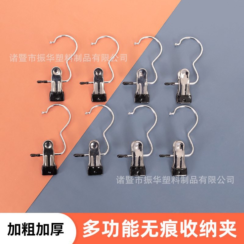 Metal three-letter hook chrome-plated clip, shopping mall and supermarket display clothes hook, metal clothes drying stable clip, hat clip details Picture