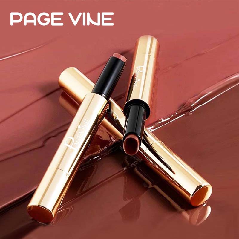 Cross-border PAGE VINE small gold tube Lipstick, moisturizing, long-lasting, waterproof, Whitening, rotating matte lipstick for export Application Scenario