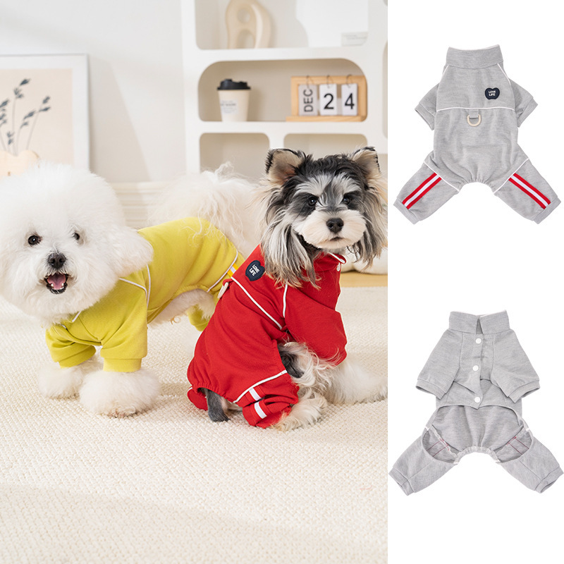 New spring and summer pet clothing for cats and dogs, four-legged clothes, dynamic pearl-ground four-legged