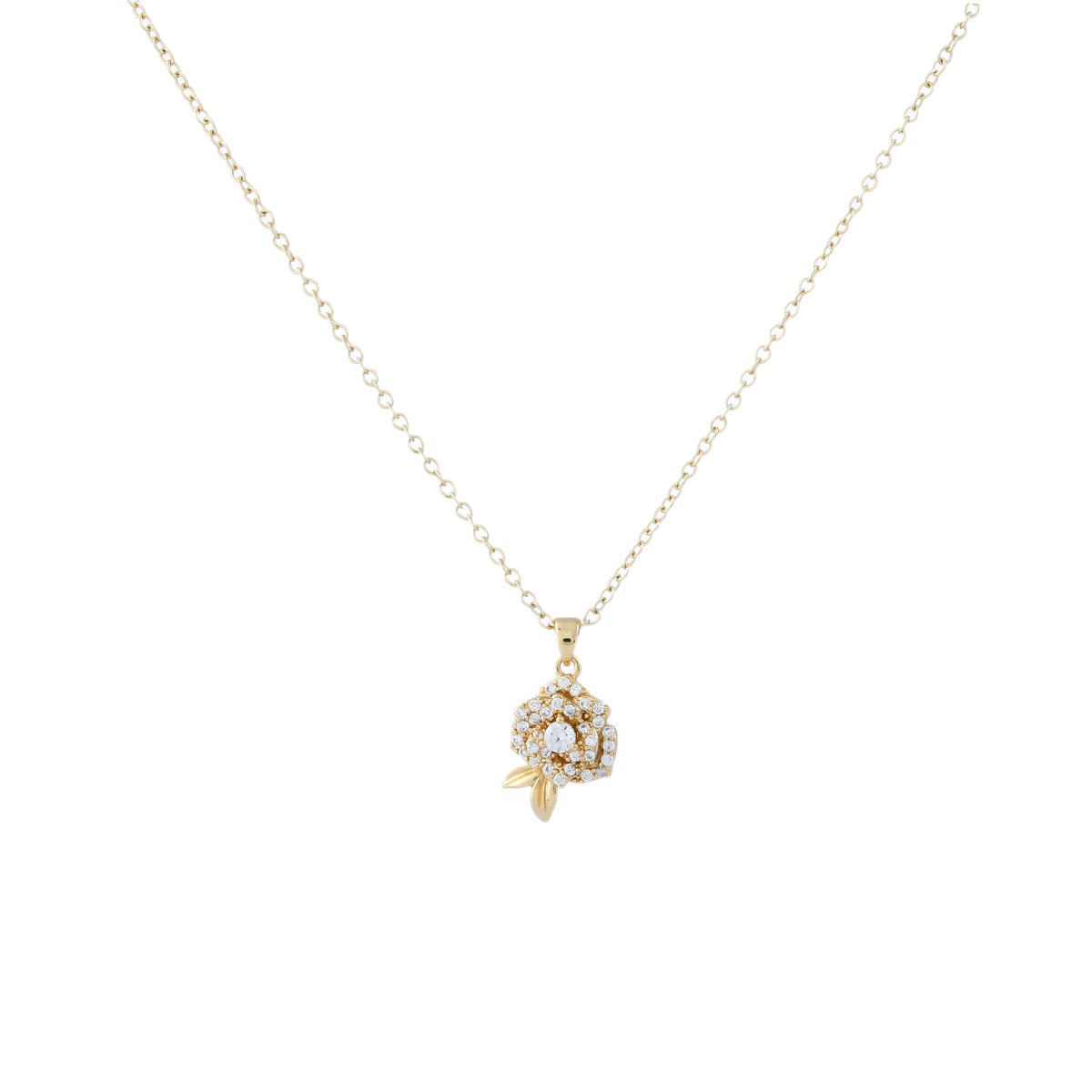 New genuine gold electroplated micro-inlaid zirconium elegant rose necklace for women's collarbone chain, new versatile accessory for women Item Picture