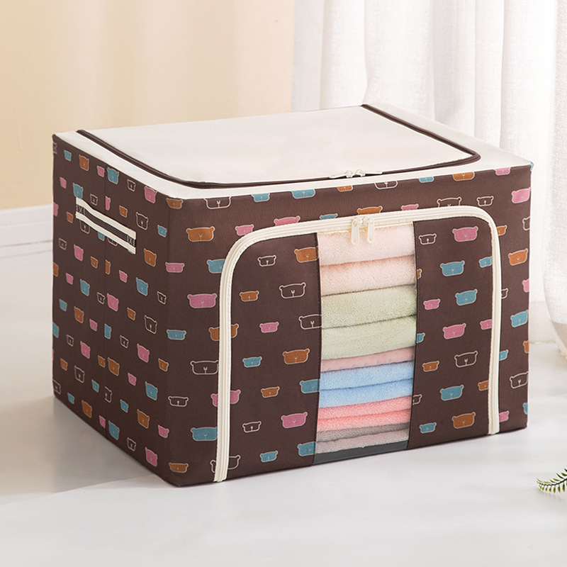 Customized and wholesale Oxford cloth storage boxes, steel frame boxes, baina boxes, cotton quilts, bags, clothes sorting boxes, moisture-proof and dust-proof details Picture