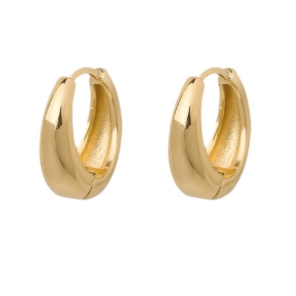 Golden water drop plain ring ear loops for women's 2023 autumn/winter trend, simple and niche design sense ear loops and earrings, cold style earrings Item Picture