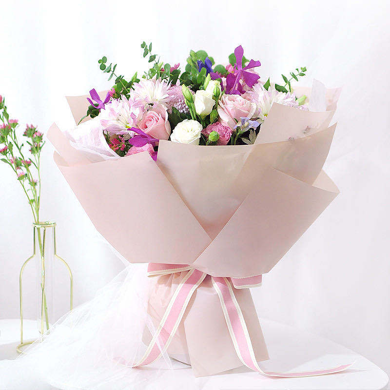 鲜花包装纯色雾面纸批发半透明防水韩素纸花店花束包装材料雾面纸详情图4