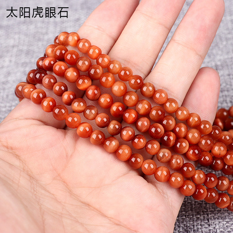Factory direct sales of natural yellow tiger's eye loose beads, long chain Sun red golden tiger's eye round beads, diy crystal matching beads, multiple treasures Specification image