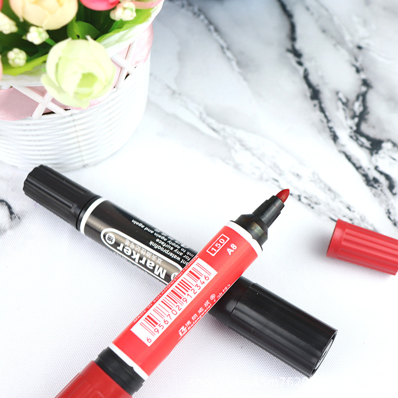 Double-headed marker pens, black and red large-headed pens, office stationery, marker pens, wholesale of general merchandise details Picture
