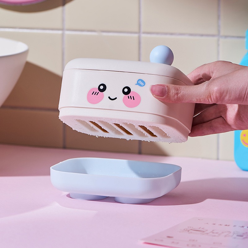 Laundry soap box with lid, large bathroom draining, double-layer personalized and creative, portable soap box for student dormitories Application Scenario