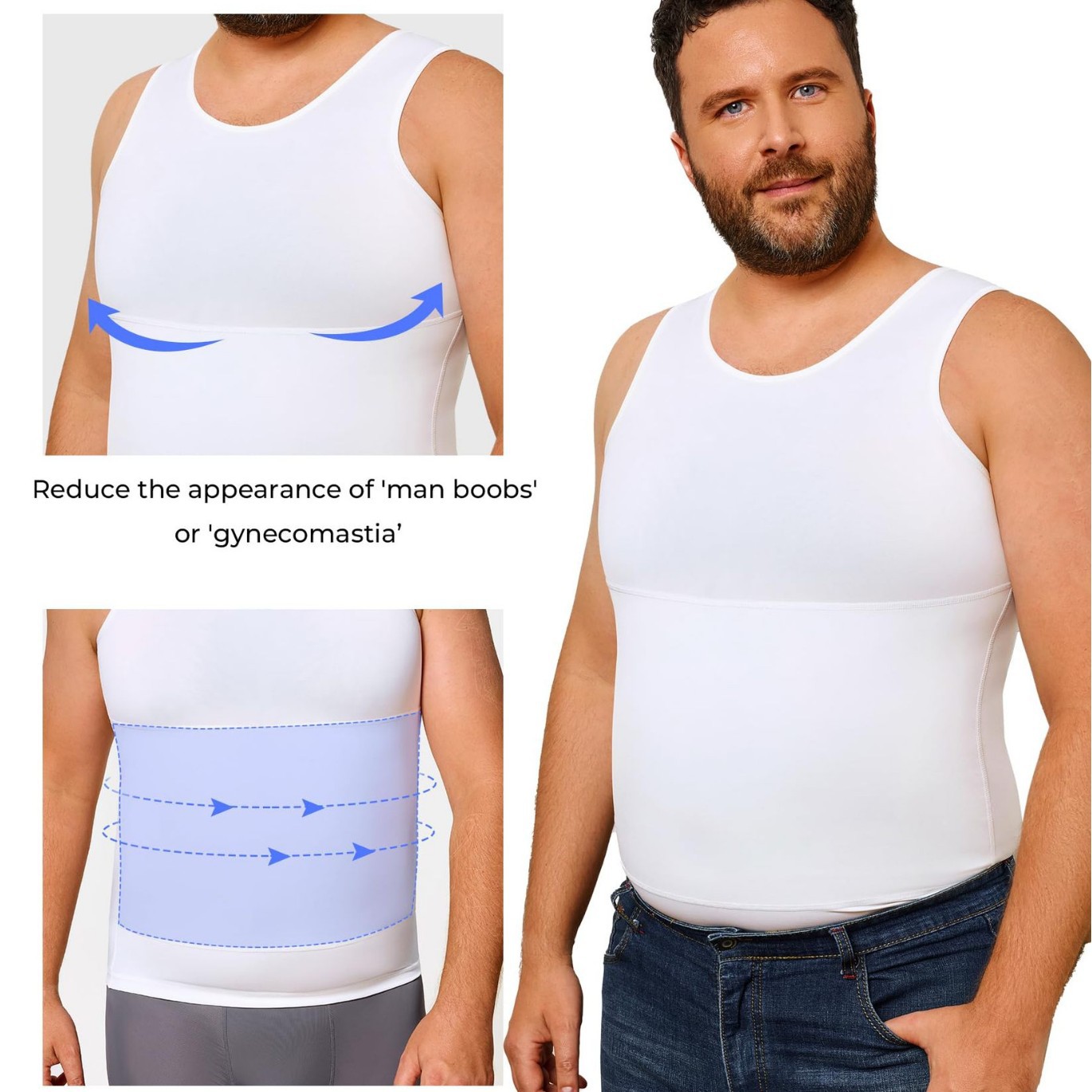 跨境爆款亚马逊男士束身无袖收腹打底衣男士收腹收胸背心细节图