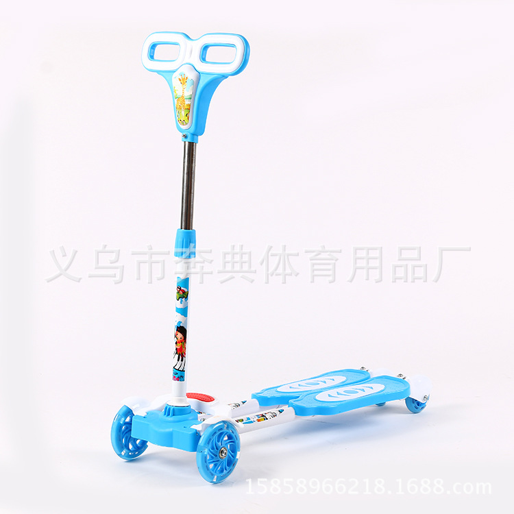 Factory direct sales of four-wheel frog scooters, children's scissor lifts, and adjustable four-wheel flashing children's strollers for wholesale Specification image