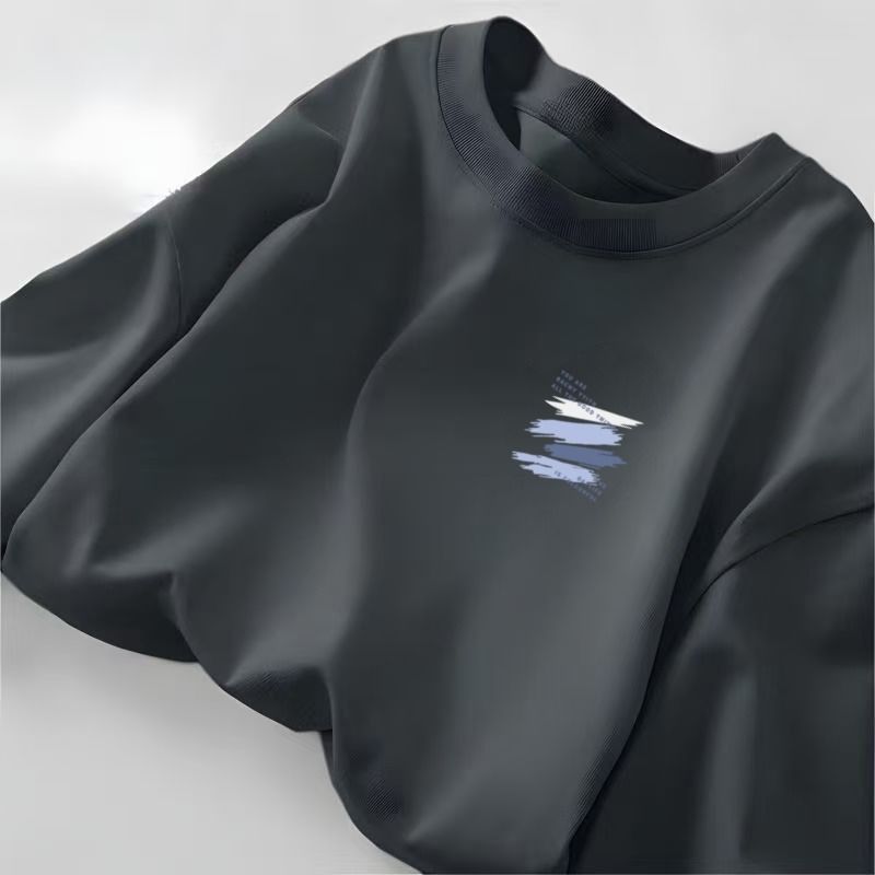 100% pure cotton round-neck long-sleeved T-shirt for men, new trendy Hong Kong-style loose and versatile T-shirt top for spring and autumn