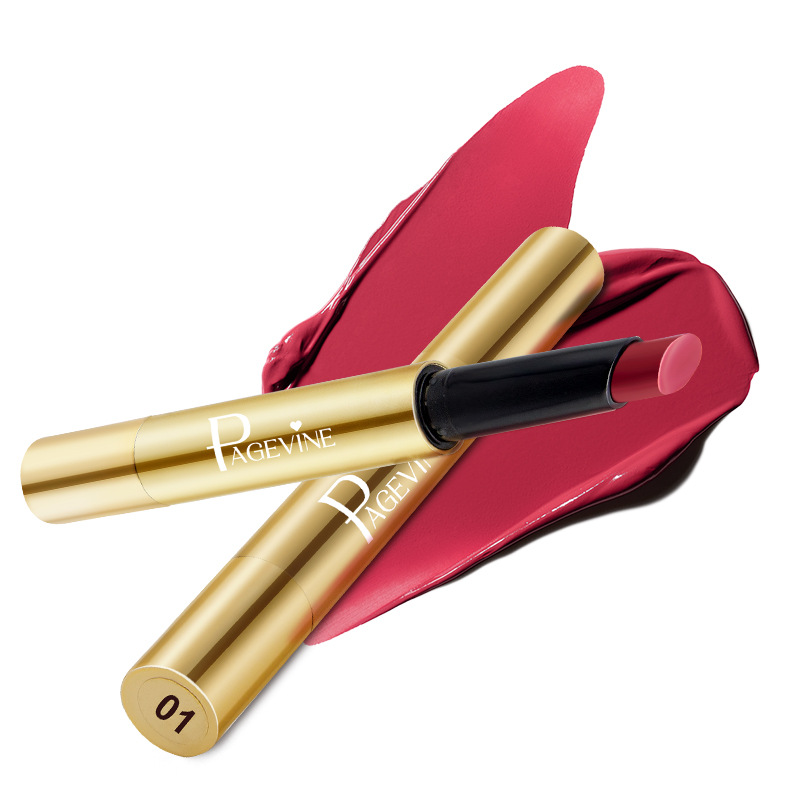Cross-border PAGE VINE small gold tube Lipstick, moisturizing, long-lasting, waterproof, Whitening, rotating matte lipstick for export details Picture