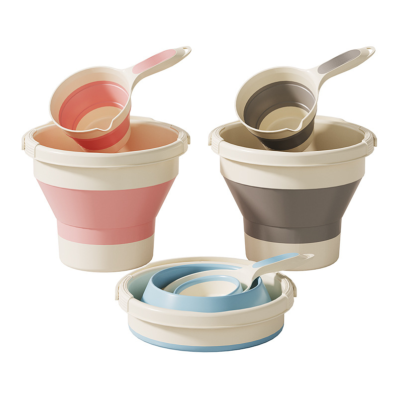 折叠水勺折叠水桶家用便携可折叠悬挂儿童沐浴水勺水桶套装