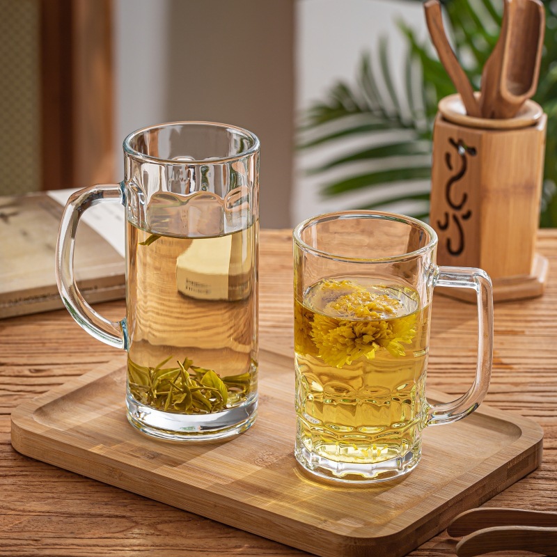 Large, thickened glass cups with handles, beer mugs without LIDS, tea houses, chess and card rooms, ktv bars, gifts, printed logos Application Scenario