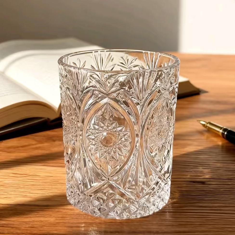 Single-layer embossed whisky glass, lead-free glass wine glass, cocktail glass, multi-functional universal bar glass, whisky glass