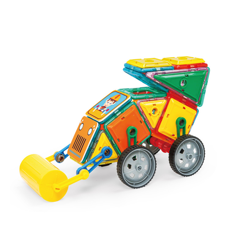 Versatile magnetic sheet disassembly and assembly engineering vehicle, children's assembly excavator, bulldozer, toy building blocks, DIY versatile machine details Picture
