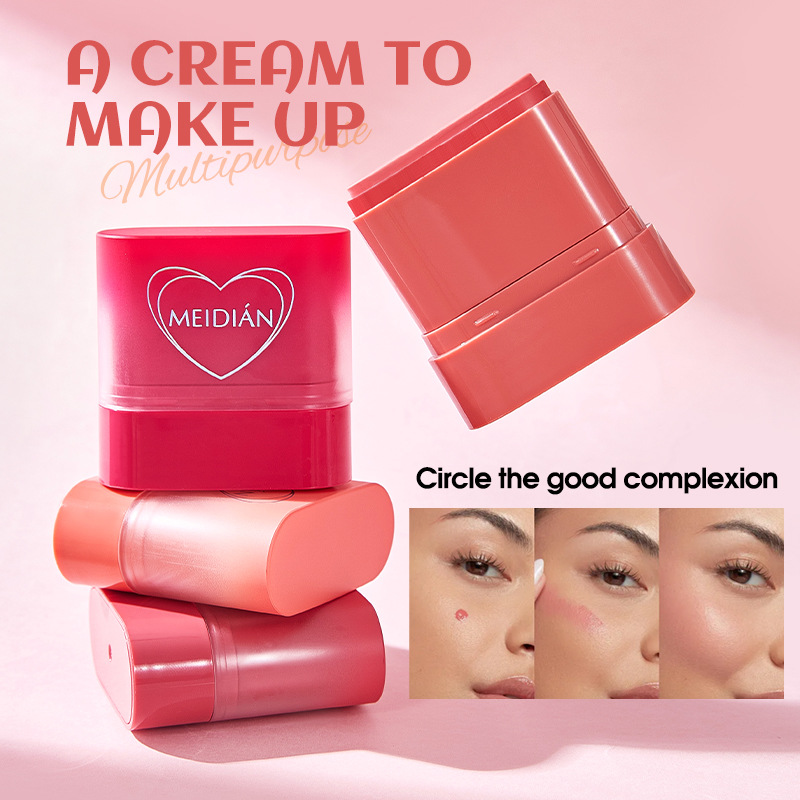 【跨境专供】MEIDIAN魅点腮红唇部多效膏面部彩妆防水腮红膏批发
