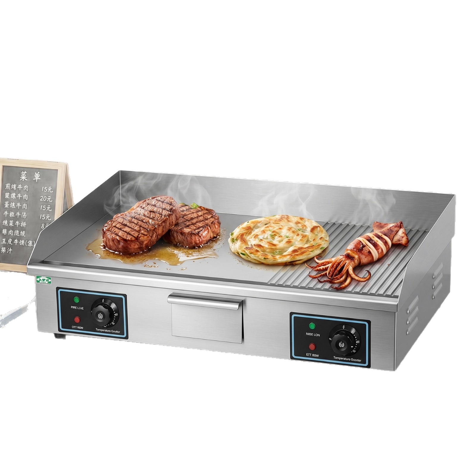 Multi-functional desktop electric grill for both frying and baking, quick heating, thickened stainless steel commercial pancake maker Item Picture