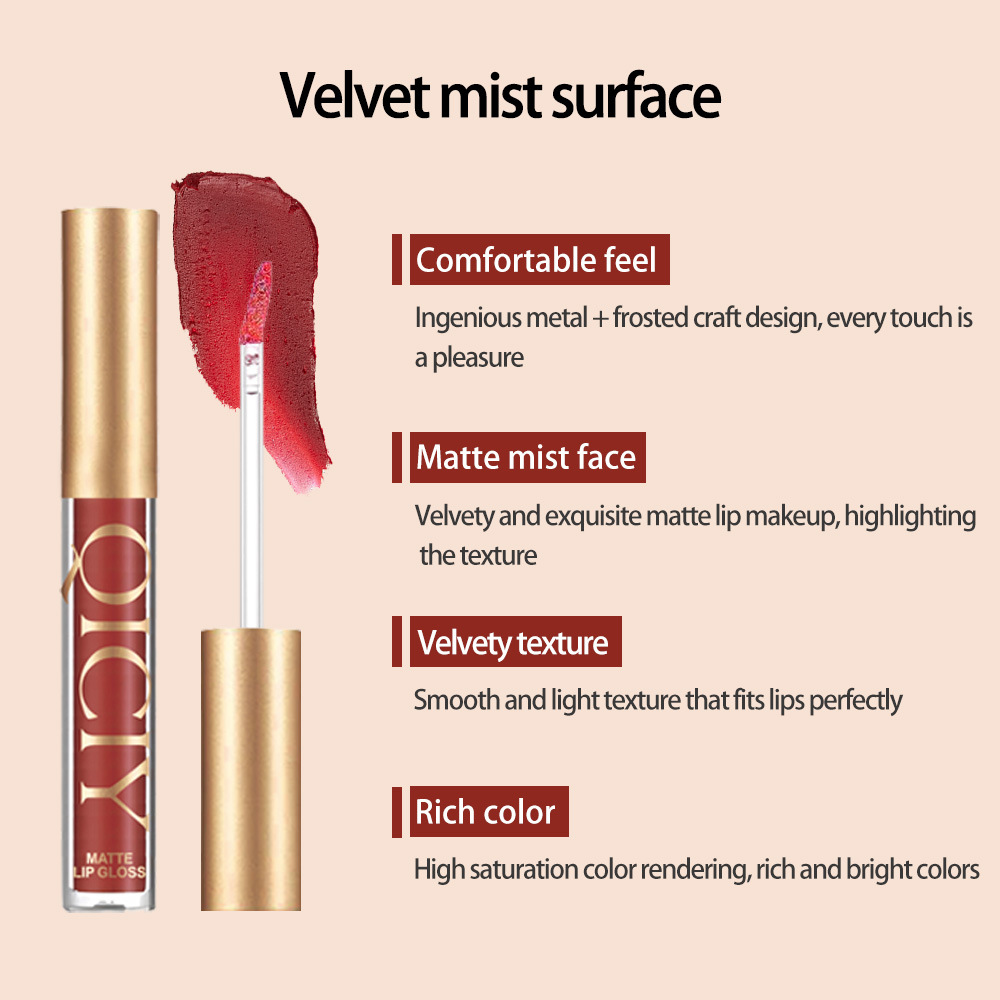 【跨境专供】QICIY唇釉套装雾面哑光珠光不粘杯唇釉唇彩11色批发产品图