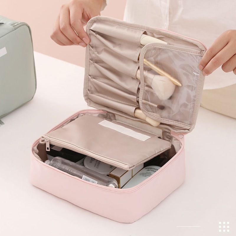 ins makeup bag, cosmetics storage bag, women's travel toiletries bag, hand-held fabric makeup bag, portable storage and storage Specification image