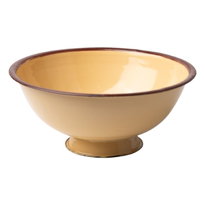 Enamel bowl 10-20cm, household rice bowl, restaurant yellow rice bowl, instant noodle bowl, ice flower bowl, children's bowl, nostalgic style Item Picture