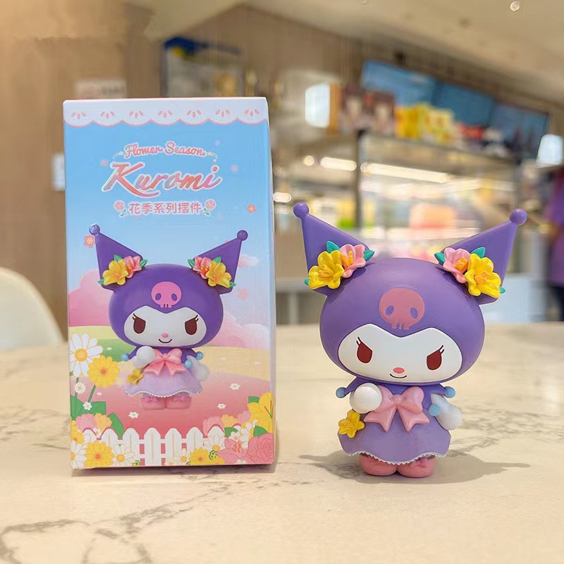 Genuine Sanrio Flower Season series Kuromi big-eared Dog Melody peripheral Girl Clear Box figurine gift