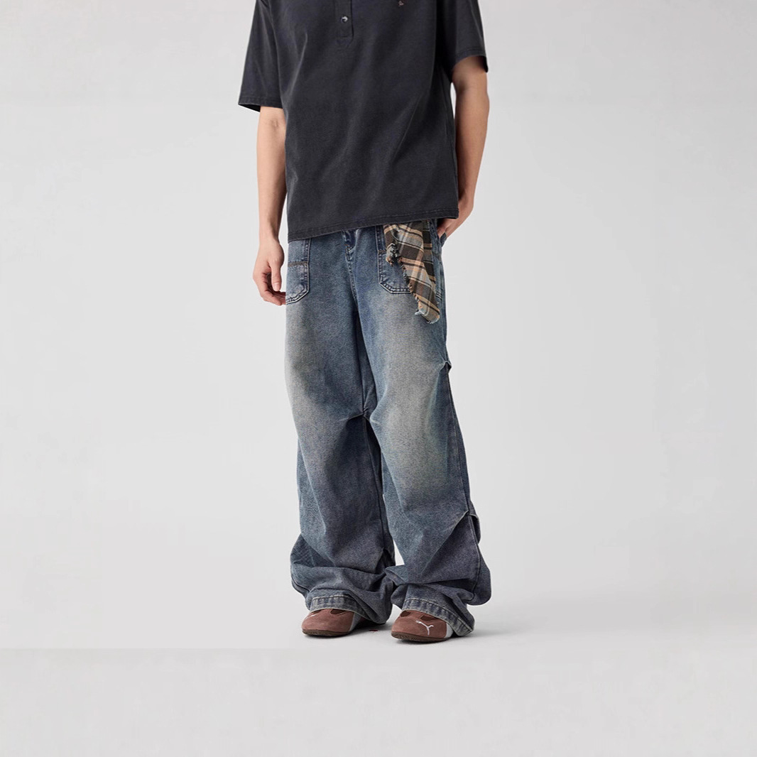 Casual straight-leg slightly flared jeans for men, loose wide-leg pants for men, classic men's casual pants for teenagers Application Scenario