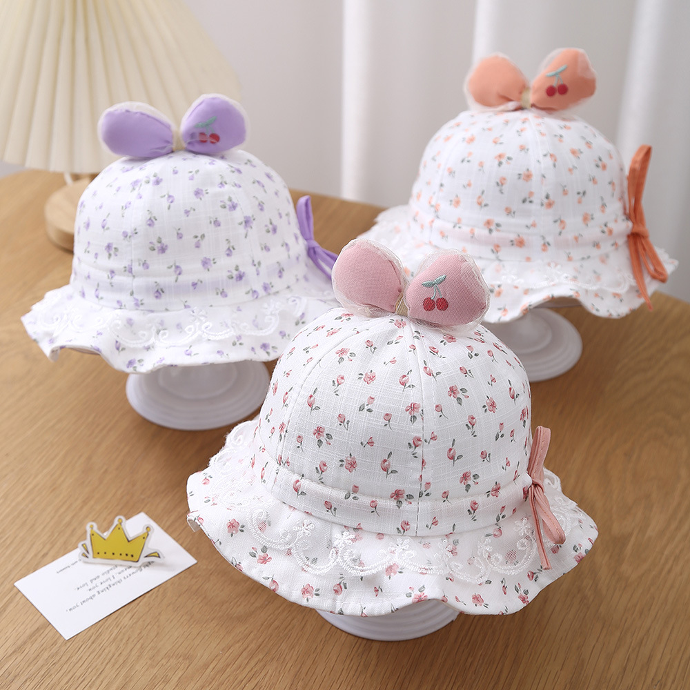 2025新款韩版女宝宝遮阳帽春款 INS风儿童防晒渔夫帽宝宝公主盆帽