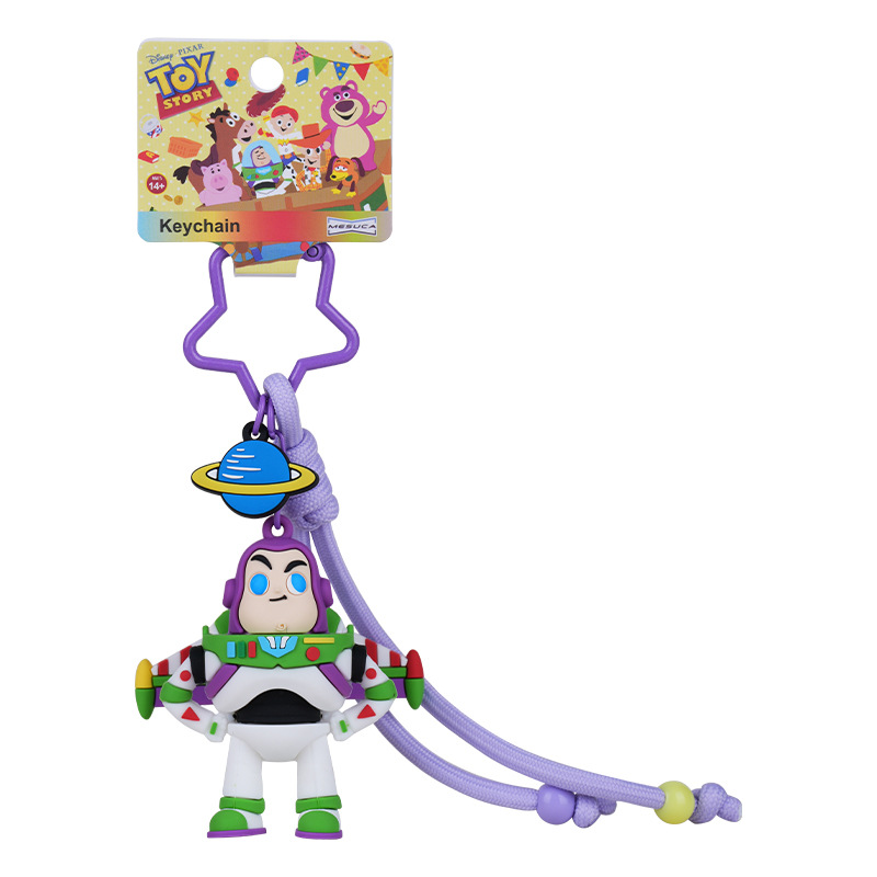 Genuine Toy Story keychain Buzz Lightyear Strawberry Bear Three-Eyed Boy bag accessory Cartoon bag pendant Item Picture