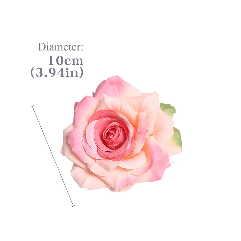 10cm角玫花头仿真花渐变多色ins风手工DIY配件手腕花胸花蛋糕装饰白底实物图