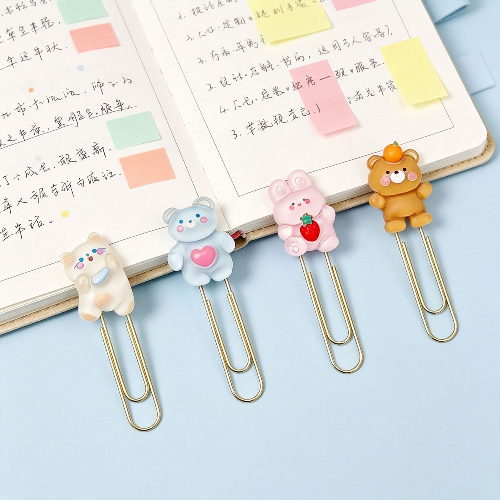 Creative cartoon soft and cute animals, bear paper clips, student office stationery, bookmarks, cross-border exclusive supply, paper clip wholesale Application Scenario