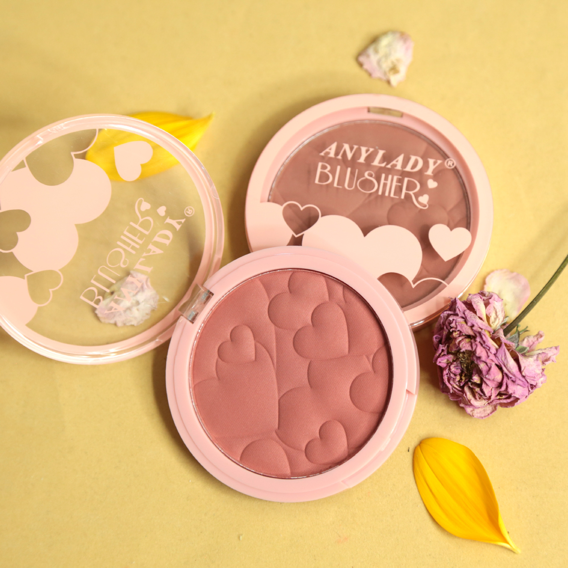 anylady化妆品少女腮红品牌爱心花纹气垫脸部化妆品哑光腮红