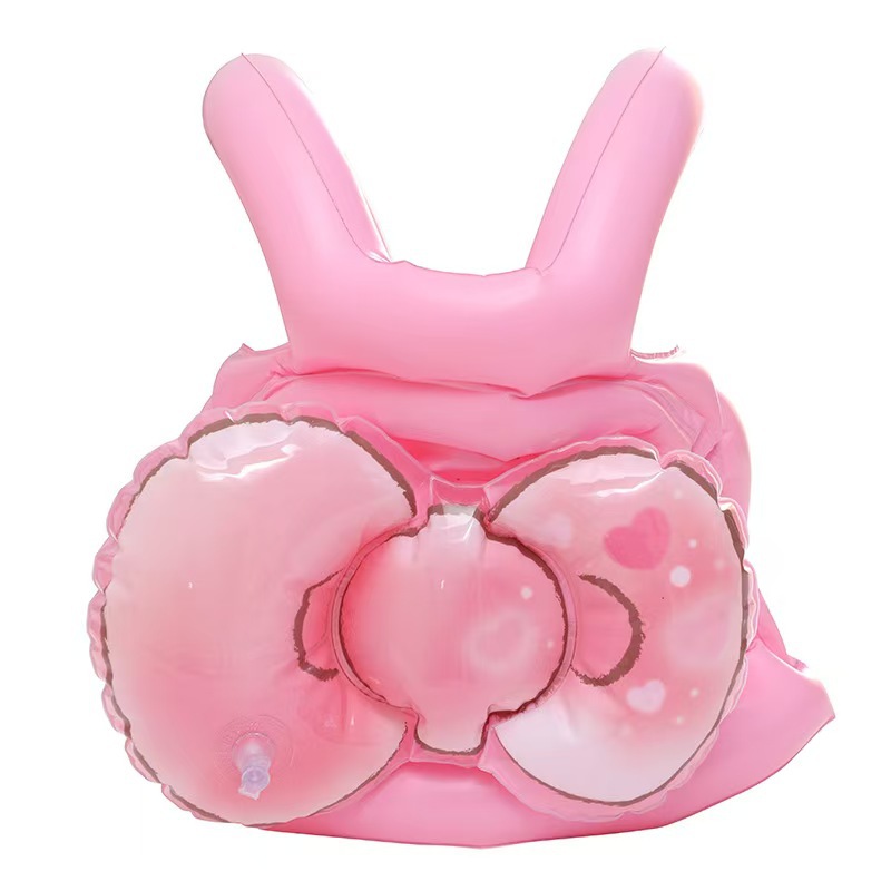 现货款冰激凌充气背心网红趴充气2-5岁宝宝浮力儿蝴蝶结童浮力衣白底实物图