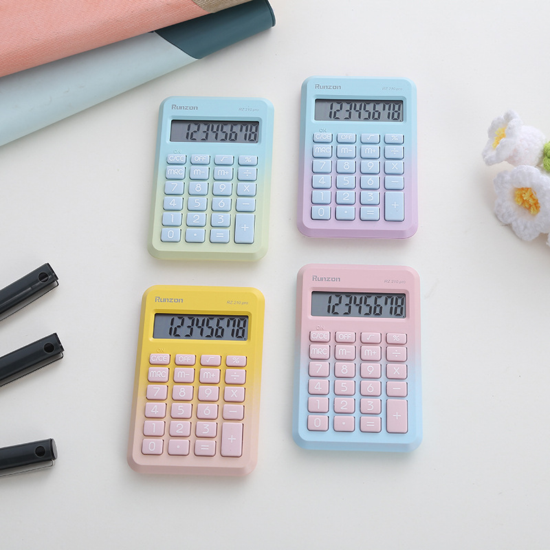 210PRO Dopamine Portable 8-digit Calculator, cute gradient, thin and light, high appearance level office stationery calculator full figure