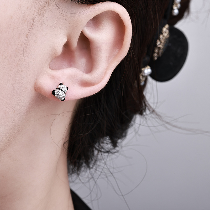 Zhuoheng Select AliExpress 2026 Spring Collection Earrings, European and American cross-border S925 silver inset hip-hop style stud earrings, high-end and light luxury earrings