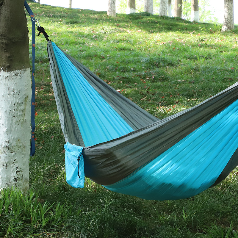 Cross-border nylon spinning hammocks, outdoor camping leisure hammocks, portable storage swings, outdoor hammocks in stock for wholesale Specification image
