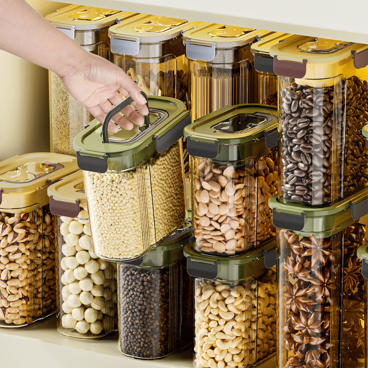 وكان مخزن Storage Jar المنزلي خزن خزن مختوم ضد الحشرات ومد المد، يحتوي على مجموعة من براميل الطحين