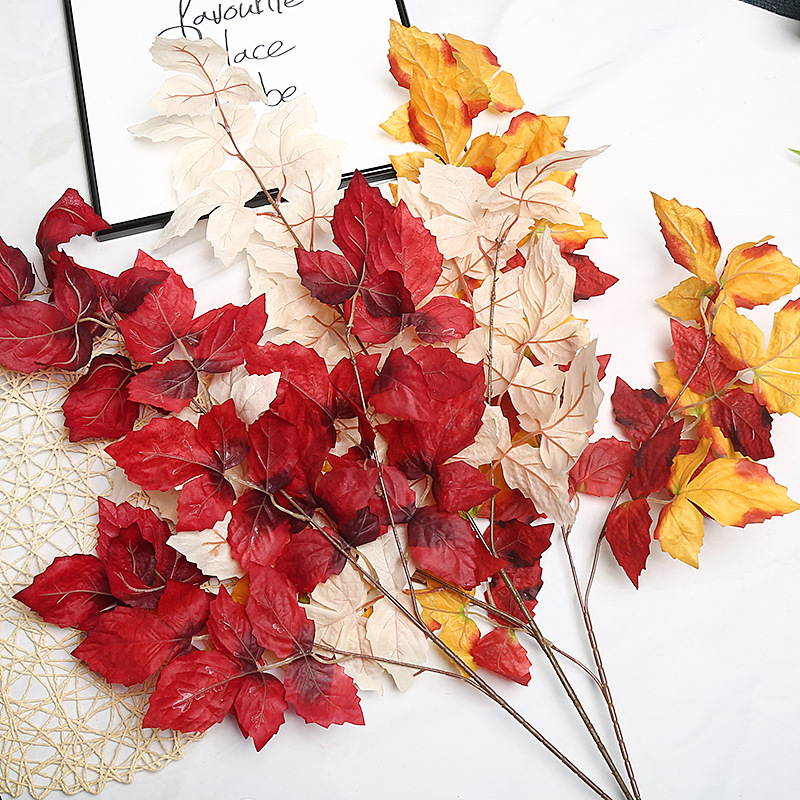 仿真礼花青鸟叶婚庆路引插花艺师推荐家居客厅装饰假花叶子跨境