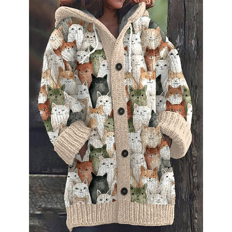 2025跨境外贸亚马逊独立站新款万圣节动物3D印花休闲连帽披风外套产品图